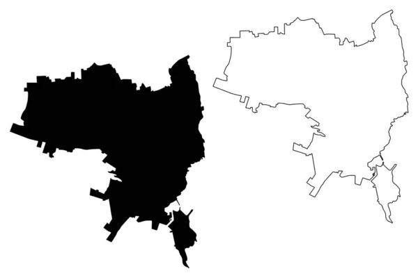 Siracusa Città Italia Sicilia Repubblica Italiana Mappa Vettoriale Illustrazione Abbozzo — Vettoriale Stock
