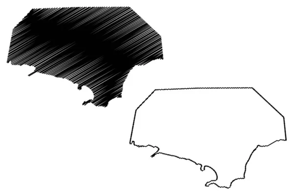 キングストン市 オーストラリア連邦 ノーフォーク島準州 地図ベクトル図 スケッチブルスケッチキングストン市地図 — ストックベクタ