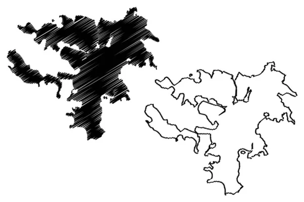 Векторная Иллюстрация Карты Города Нумеа Новая Каледония Франция Начертательный Эскиз — стоковый вектор