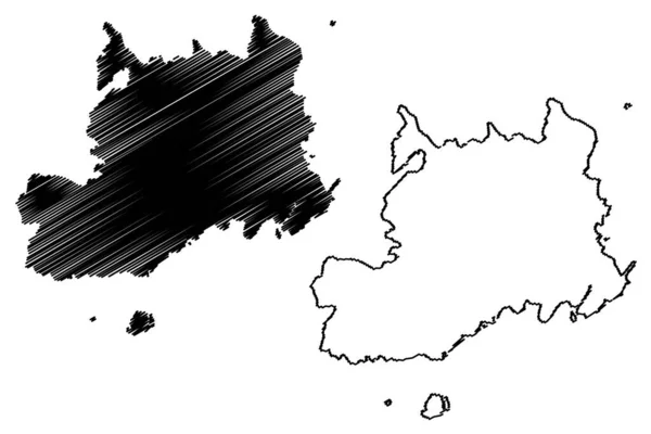 Central Division Republika Fidżi Melanezja Mapa Wektor Ilustracja Skecz Bazgroły — Wektor stockowy