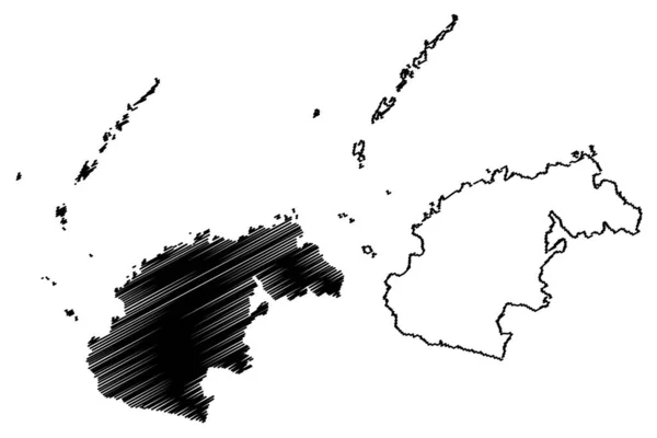Batı Bölümü Fiji Cumhuriyeti Melanezya Harita Vektör Çizimi Karalama Çizimi — Stok Vektör