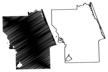 Flagler County, Florida (ABD eyaleti, Amerika Birleşik Devletleri, Usa, ABD) harita vektör çizimi, çizim çizimi Flagler haritası