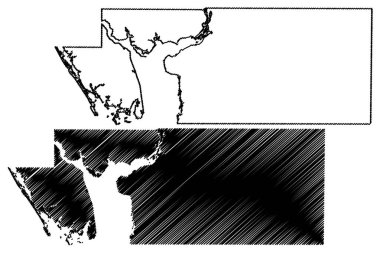 Charlotte County, Florida (ABD eyaleti, Amerika Birleşik Devletleri, Usa, ABD) harita vektör çizimi, çizim Charlotte harita