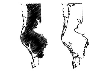 Pinellas County, Florida (ABD eyaleti, Amerika Birleşik Devletleri, ABD) harita vektör çizimi, çizim Pinellas haritası