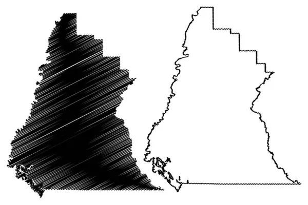 Liberty County Florida County United States America Usa Mapa Wektor — Wektor stockowy