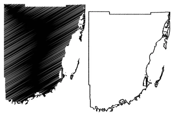 Miami Dade County Florida County United States America Usa Mapa — Archivo Imágenes Vectoriales