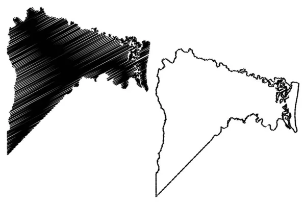 Nassau County Florida County United States America Usa Mapa Vector — Vector de stock