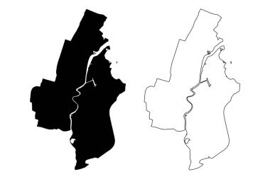 Haarlem Şehri (Hollanda Krallığı, Kuzey Hollanda) harita vektör çizimi, çizim şehri Haarlem haritası