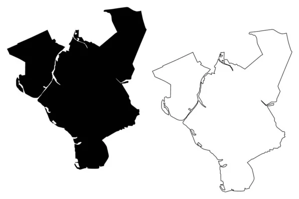 Zwolle City Nizozemské Království Overijssel Holandsko Mapa Vektorové Ilustrace Čmáranice — Stockový vektor
