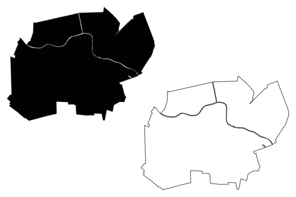 Alphen Aan Den Rijn City 네덜란드 사우스 홀랜드 Map Vector — 스톡 벡터
