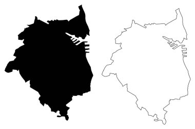 Gdynia Şehri (Polonya Cumhuriyeti, Pomeranya Voyvoda) harita vektör çizimi, çizim şehri Gdynia haritası