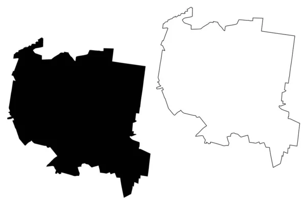 Bialystok City Republic Poland Podlaskie Voivodeship Map Vector Illustration Scribble — Stock Vector