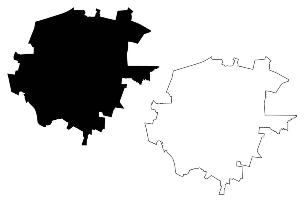 Kielce City República Polônia Swietokrzyskie Voivodeship Mapa Ilustração Vetorial Esboço — Vetor de Stock