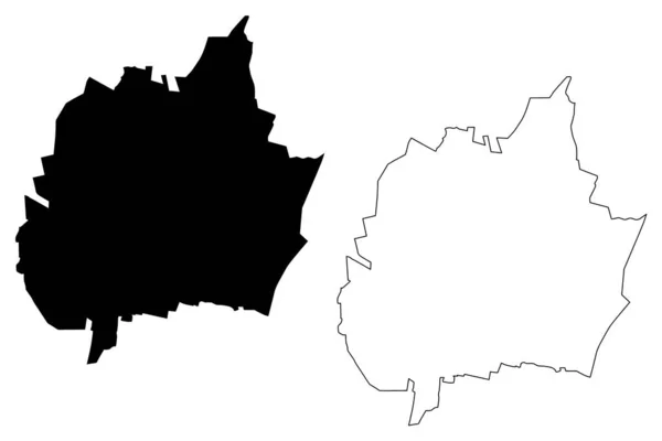Czestochowa Stad Republiken Polen Schlesiska Vojvodskapet Karta Vektor Illustration Klottrad — Stock vektor