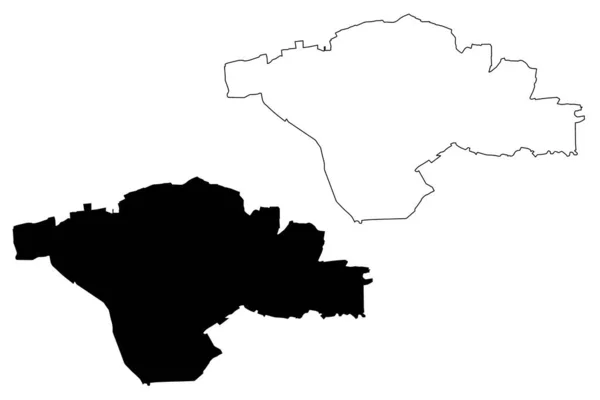 Sosnowiec City Republic Poland Silesian Voivodeship Mapa Vector Illustration Scribble — Vector de stock