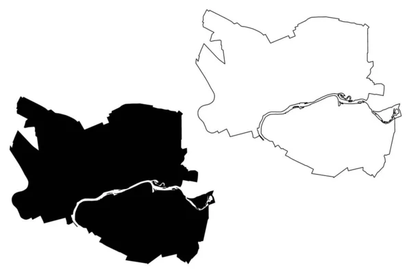 Gorzow Wielkopolski City Repubblica Polonia Voivodato Lubusz Mappa Vettoriale Illustrazione — Vettoriale Stock