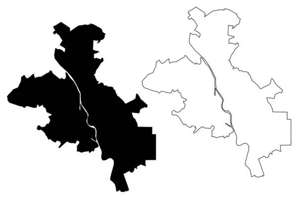 Opole Şehri Polonya Cumhuriyeti Harita Vektör Çizimi Çizim Şehri Opole — Stok Vektör