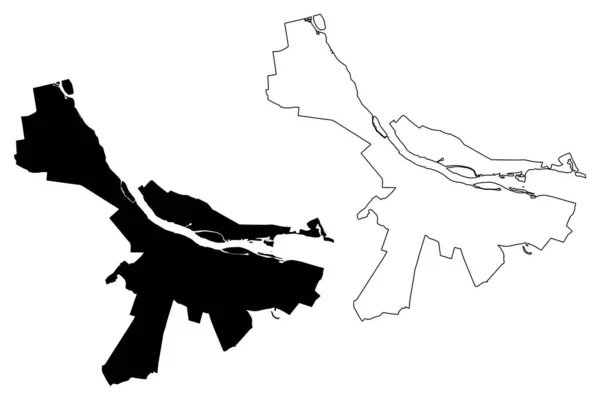 Wloclawek City República Polonia Voivodato Kuyavian Pomeranian Mapa Vector Ilustración — Vector de stock