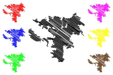 Noumea Şehri (Yeni Kaledonya, Fransa) harita vektör çizimi, çizim şehri Noumea haritası