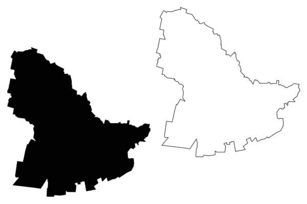 Oradea City República Romênia Condado Bihor Mapa Ilustração Vetorial Esboço — Vetor de Stock