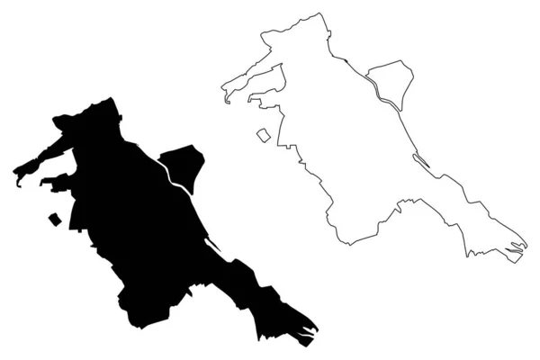 Pitesti City República Romênia Condado Arges Mapa Ilustração Vetorial Esboço — Vetor de Stock