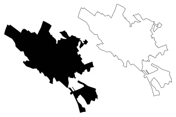 Città Botosani Repubblica Romania Mappa Vettoriale Illustrazione Abbozzo Scarabocchio Città — Vettoriale Stock