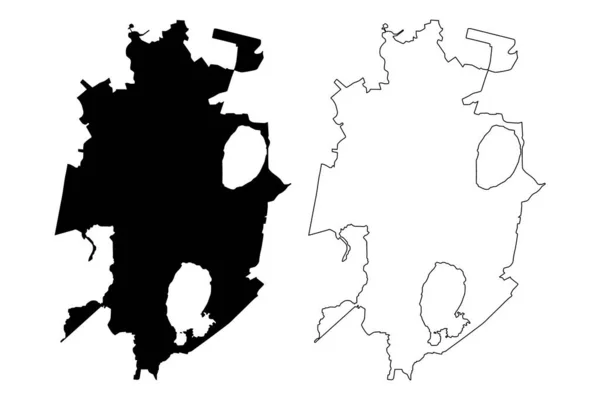 Mapa Města Čeljabinsk Ruská Federace Rusko Vektorová Ilustrace Čmáranice Mapa — Stockový vektor