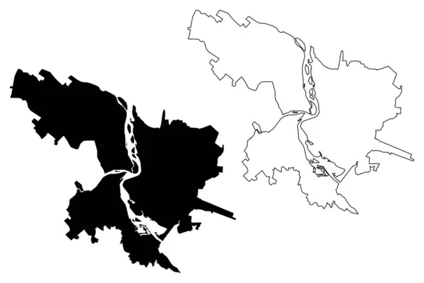 Cidade Irkutsk Federação Russa Rússia Mapa Ilustração Vetorial Rabiscos Esboço — Vetor de Stock