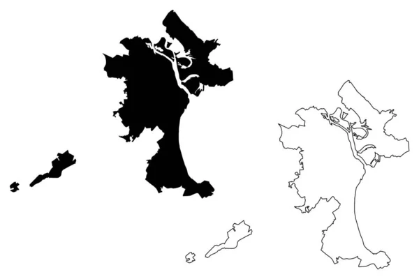 Kirow Miasto Federacja Rosyjska Rosja Mapa Wektor Ilustracja Skecz Bazgroły — Wektor stockowy