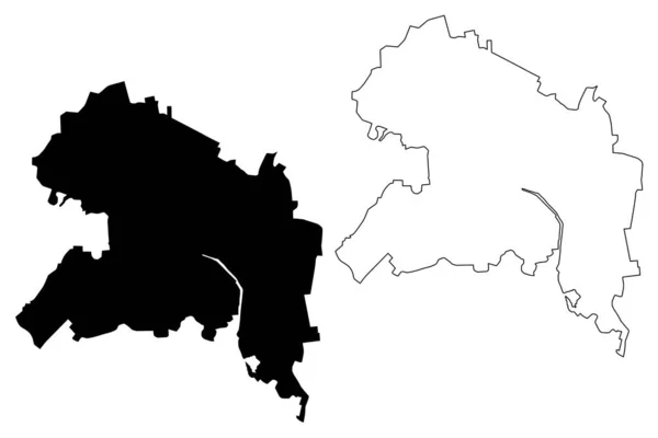 Belgorod City Federação Russa Rússia Mapa Ilustração Vetorial Esboço Rabiscos — Vetor de Stock