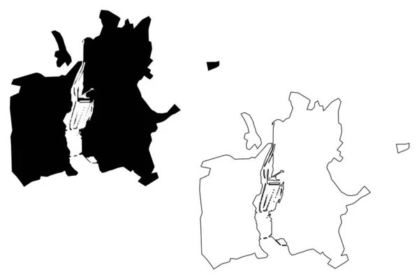 Magnitogorsk City Federação Russa Rússia Oblast Chelyabinsk Mapa Ilustração Vetorial — Vetor de Stock