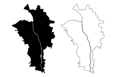 Rusya Federasyonu (Rusya Federasyonu, Rusya, Kuzey Osetya Cumhuriyeti) harita vektör ilülasyonu, Ordzhonikidze veya Dzaudzhikau haritasının robot resmini çiz