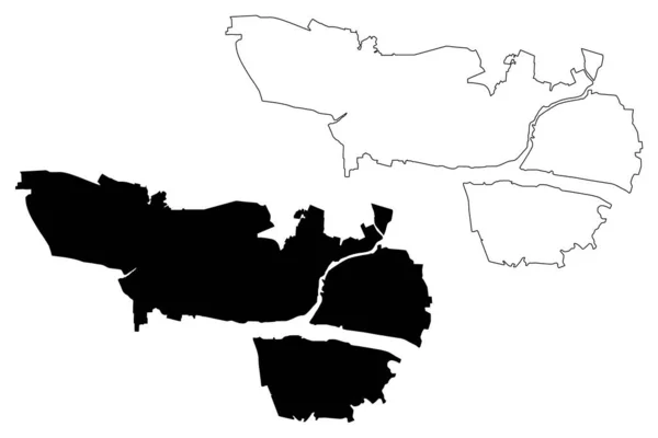 Tscherepowez Stadt Russische Föderation Russland Oblast Wologda Kartenvektorillustration Kritzelskizze Tscherepowez — Stockvektor