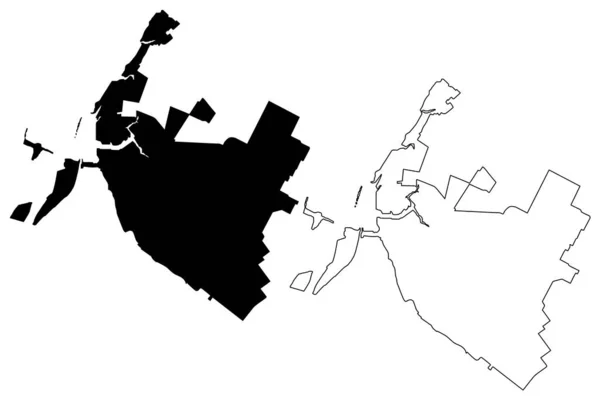 Volzhsky City Russian Federation Russia Volgograd Oblast Map Vector Illustration — 스톡 벡터