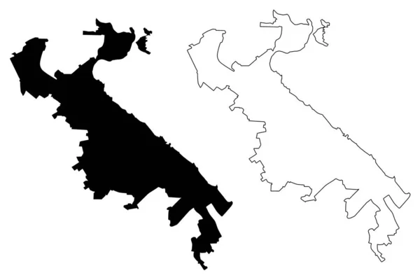 Petrozavodsk City Federazione Russa Russia Repubblica Della Carelia Mappa Vettoriale — Vettoriale Stock