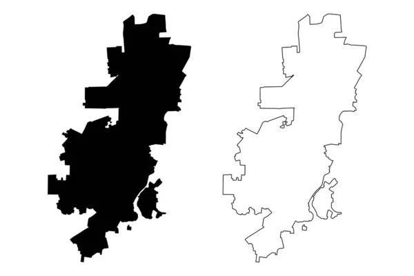 Sterlitamak City Federação Russa Rússia República Bashkortostan Mapa Ilustração Vetorial —  Vetores de Stock