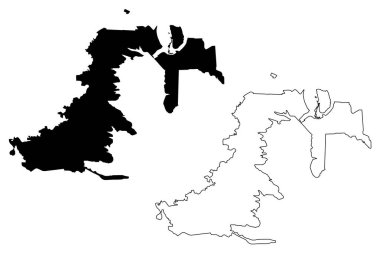 Bratsk Şehri (Rusya Federasyonu, Rusya, Irkutsk Oblastı) harita vektör çizimi, Bratsk harita şehri karalama