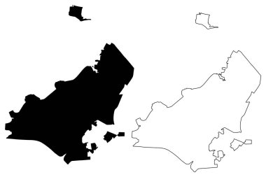 Mytishchi Şehri (Rusya Federasyonu, Rusya, Moskova Oblastı) harita vektör illüstrasyonu, çizim şehri Mytishchi haritası
