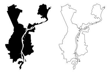 Veliky Novgorod Şehri (Rusya Federasyonu, Rusya) harita vektör çizimi, büyük harita şehri Novgorod 'un robot resmini çiz