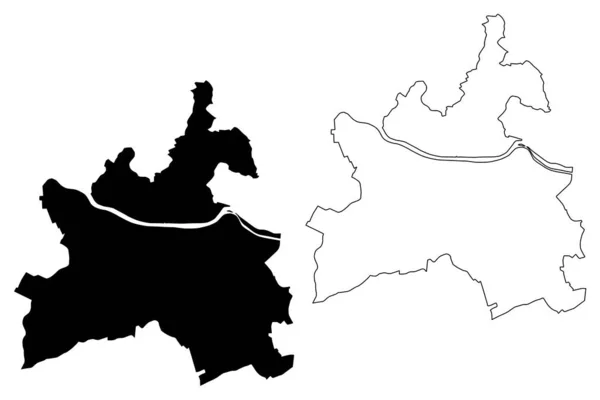 Maribor市 斯洛文尼亚共和国 地图矢量图解 抄写草图Maribor市地图 — 图库矢量图片
