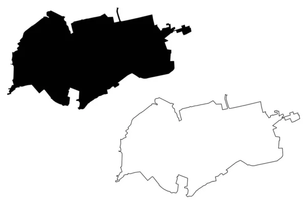 Elche City Kingdom Spain Alicante Mapa Vektorové Ilustrace Načmáraný Náčrt — Stockový vektor