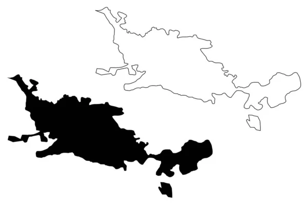Ciudad Eskisehir República Turquía Región Anatolia Central Mapa Vector Ilustración — Vector de stock
