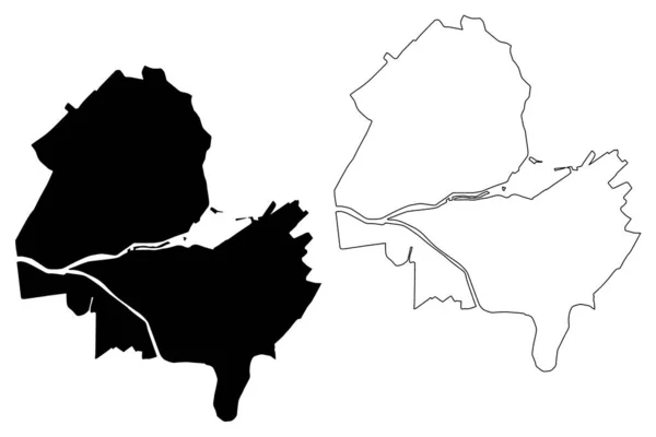 日内瓦市 瑞士联邦 地图矢量图解 速写草图日内瓦市地图 — 图库矢量图片