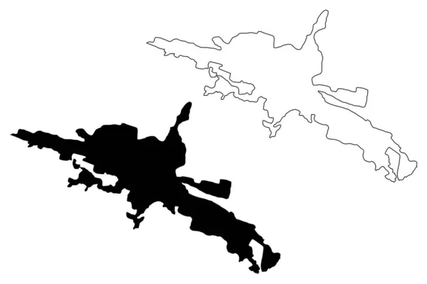 クタイヤ市 トルコ共和国 エーゲ海地域 地図ベクトル図 スケッチブルスケッチコタイオン市 コテヨム — ストックベクタ