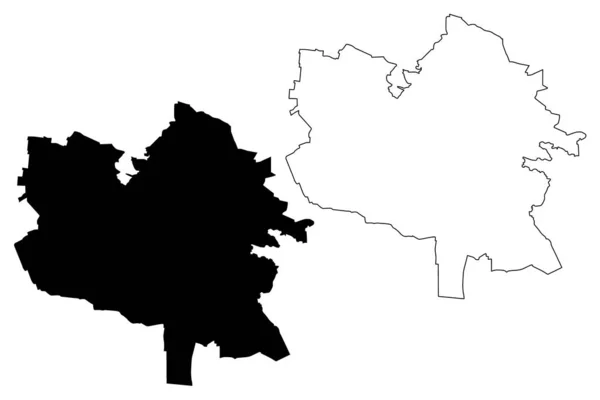 Lviv Şehri Ukrayna Harita Vektör Çizimi Çizim Şehri Lviv Haritası — Stok Vektör