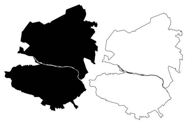 Ilustrasi Vektor Peta Kota Chernivtsi Sketsa Coretan Peta Kota Chernivtsi - Stok Vektor