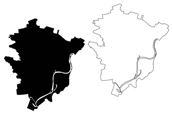 Chernihiv City Ukrajina Mapa Vektorová Ilustrace Načmáraný Náčrt Mapa Města — Stockový vektor