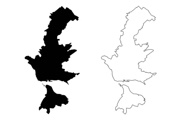 Kremenchuk City Ucrânia Oblast Poltava Mapa Ilustração Vetorial Esboço Rabiscos — Vetor de Stock