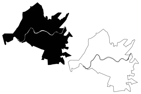 Uzhhorod City Ucrânia Oblast Zakarpattia Mapa Ilustração Vetorial Esboço Rabiscos —  Vetores de Stock