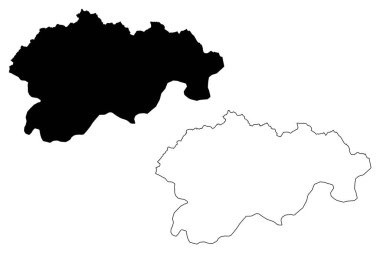 Gasa Bölgesi (Bhutan Bölgesi, Bhutan Krallığı) harita vektör çizimi, çizim çizimi Gasa Dzongkhag haritası